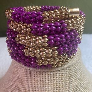 NWOT Purple And Gold Coil Bracelet